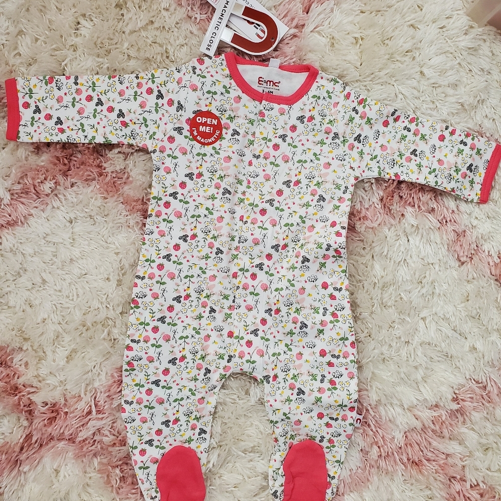 NWT E=MC2 3-6m Baby Girls' Strawberries Pajama